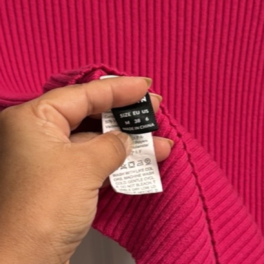 Pink Ribbed Knit Long Sleeve Tee - Picture 6 of 6